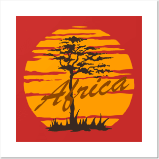 Africa Acacia Savanna Sunset Posters and Art